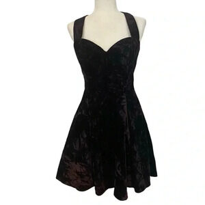 Rampage Vintage Crushed Velvet Skater Mini Dress